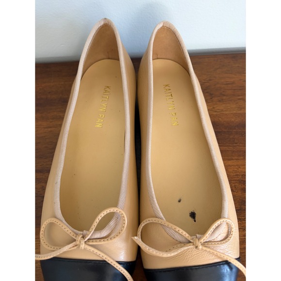 Kaitlyn Pan beige and black cap-toe ballet flats size EU 39/US 8.5 - Picture 3 of 5